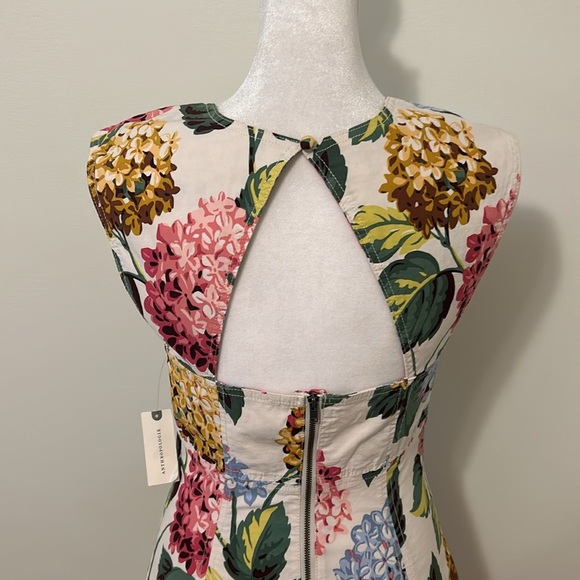 By Anthropologie Slim Square-Neck Sheath Midi Dress Floral Print NWT Size 2 - Picture 11 of 12